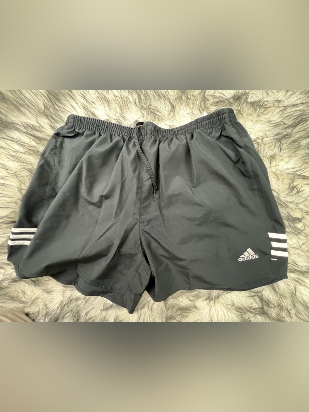 adidas Black Athletic Shorts with White Stripe Accents